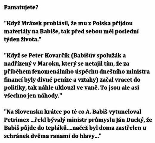 Podivná úmrti v Babišově okolí 2